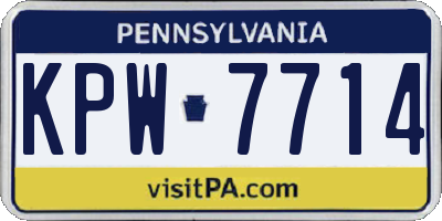 PA license plate KPW7714