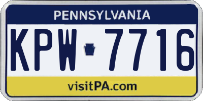 PA license plate KPW7716