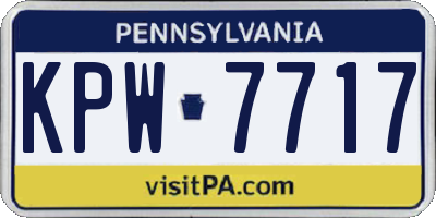 PA license plate KPW7717