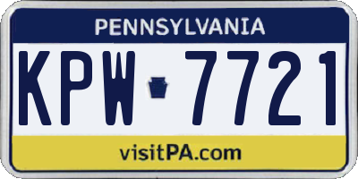 PA license plate KPW7721