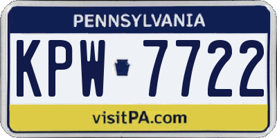 PA license plate KPW7722