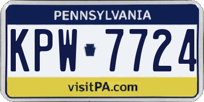 PA license plate KPW7724