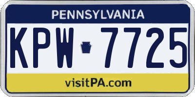 PA license plate KPW7725