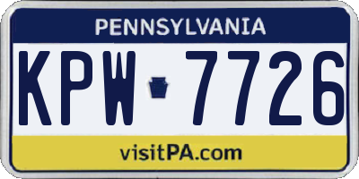 PA license plate KPW7726