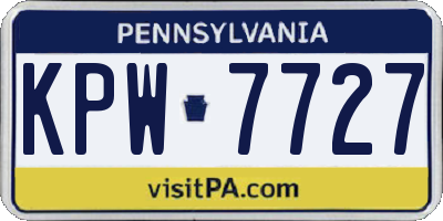 PA license plate KPW7727