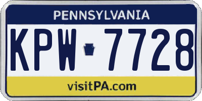 PA license plate KPW7728