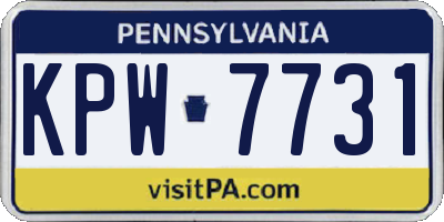 PA license plate KPW7731