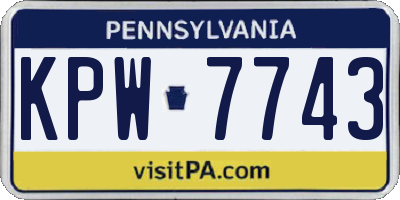 PA license plate KPW7743