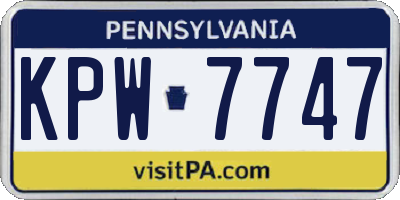 PA license plate KPW7747