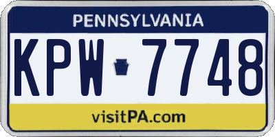 PA license plate KPW7748