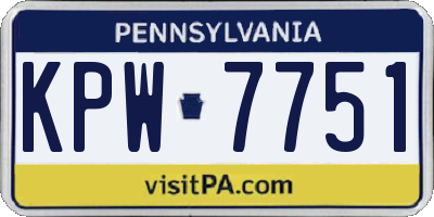 PA license plate KPW7751