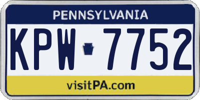 PA license plate KPW7752