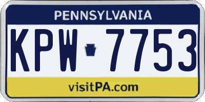 PA license plate KPW7753