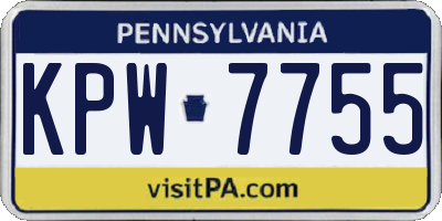 PA license plate KPW7755