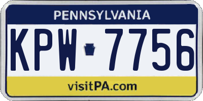 PA license plate KPW7756