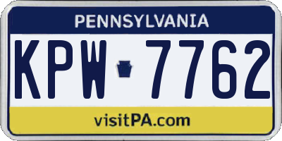 PA license plate KPW7762