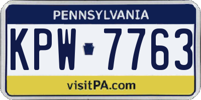 PA license plate KPW7763