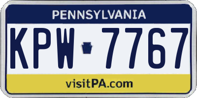 PA license plate KPW7767