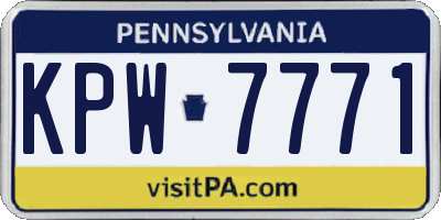 PA license plate KPW7771
