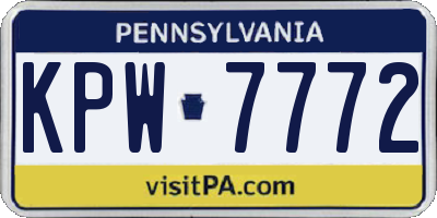 PA license plate KPW7772