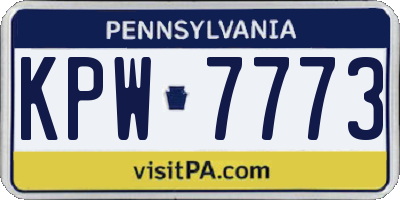 PA license plate KPW7773