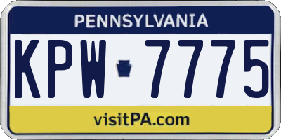 PA license plate KPW7775