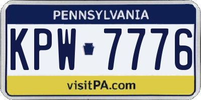 PA license plate KPW7776
