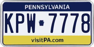 PA license plate KPW7778