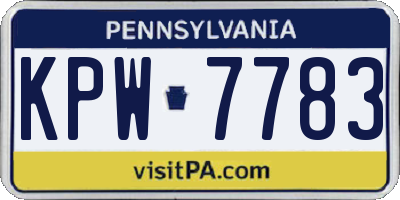 PA license plate KPW7783