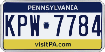 PA license plate KPW7784