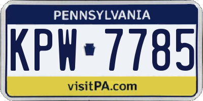 PA license plate KPW7785
