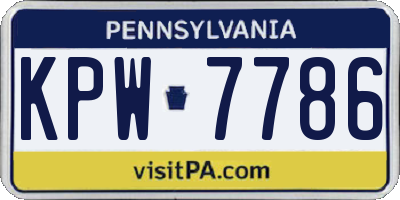 PA license plate KPW7786
