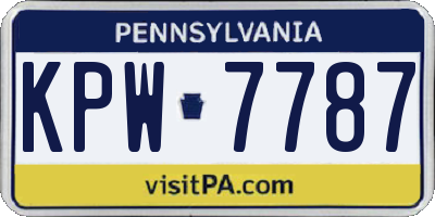 PA license plate KPW7787