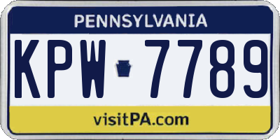 PA license plate KPW7789