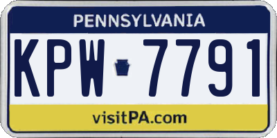 PA license plate KPW7791