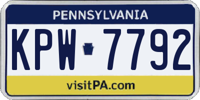 PA license plate KPW7792
