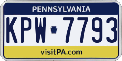 PA license plate KPW7793