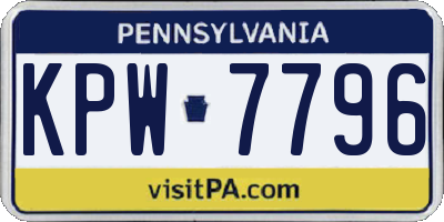 PA license plate KPW7796