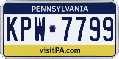 PA license plate KPW7799