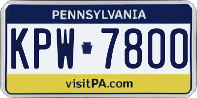 PA license plate KPW7800