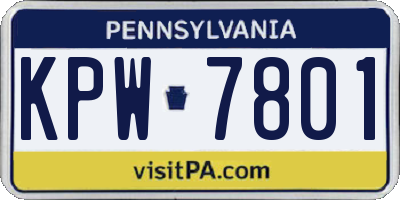 PA license plate KPW7801