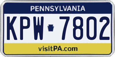 PA license plate KPW7802