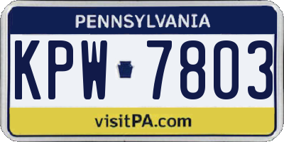 PA license plate KPW7803