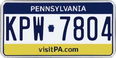 PA license plate KPW7804
