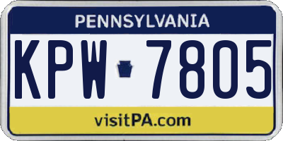 PA license plate KPW7805