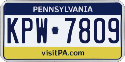 PA license plate KPW7809