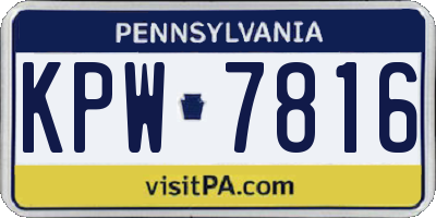 PA license plate KPW7816