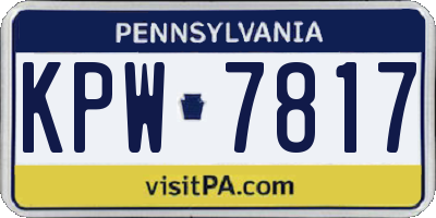 PA license plate KPW7817