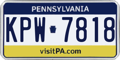PA license plate KPW7818