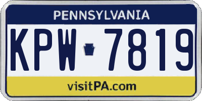 PA license plate KPW7819